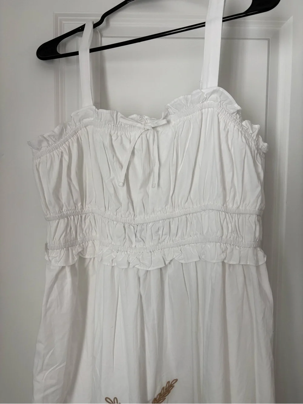 White Embroidered Maxi Dress - Women (with pockets) - Picture 3 of 8